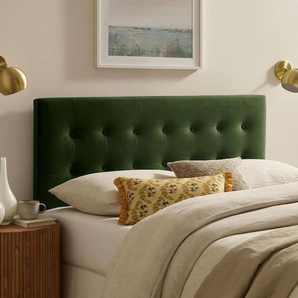 Emily King Size Performance Velvet Headboard in Moss Green