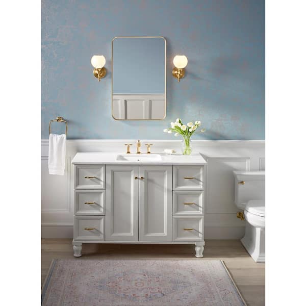 Essential 22 in. W x 34 in. H Rectangle Framing Wall Mirror with Modern Brushed Gold