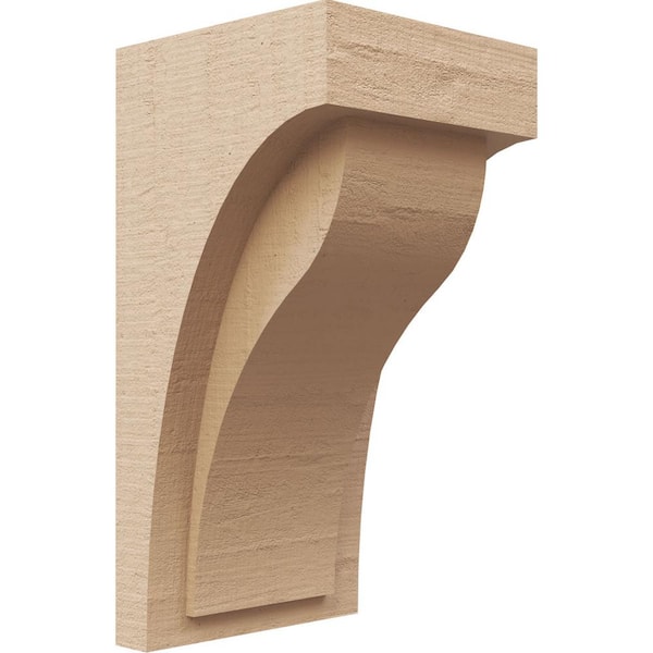 Ekena Millwork 6 in. x 6 in. x 12 in. Series 2 Wide Helena Rough Cedar Woodgrain Timberthane Polyurethane Corbel, Primed Tan