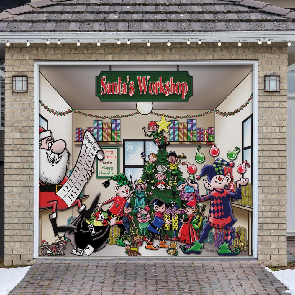 My Door Decor 7 ft. x 8 ft. Santa&rsquo;s Workshop Holiday Garage Door 