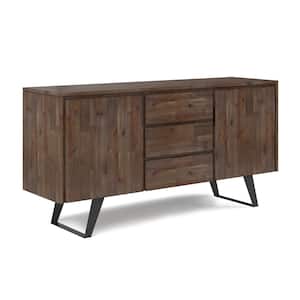Lowry Solid Acacia Wood and Metal 60 in. WideRectangle Modern Industrial Sideboard Buffet in Rustic Natural Aged Brown