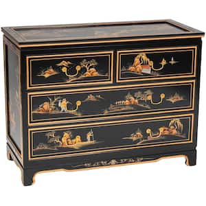 4-Drawer Black Lacquer Dresser (40 in. W x 18 in. D x 30.5 in. H)