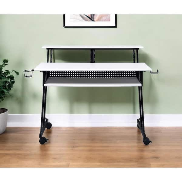 HomeRoots 47 in. Rectangular Black Metal 0-Drawer Computer Desks
