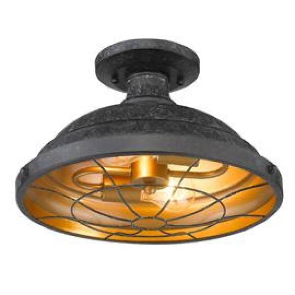 Bartlett Black Patina Industrial Semi-Flush Light Fixture