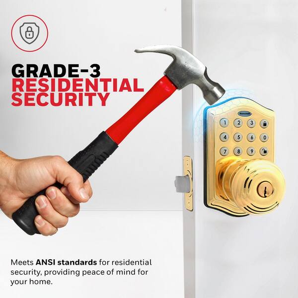 Honeywell 金庫 鍵付き Honeywell Polished Brass Keypad Electronic Knob Entry Door Lock