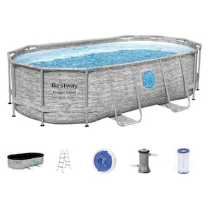 Swim Vista 14 ft. x 8 ft. 2 in. x Oval 39.5 in. Deep Above Ground Swimming Pool Set, Rectangle