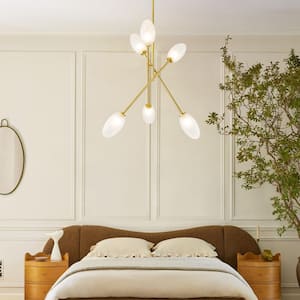 Megan 6-Light Gold Dimmable Modern Linear Chandelier