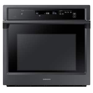 30 in. Single Electric Wall Oven with Steam Cook and Dual Convection in Fingerprint Resistant Black Stainless