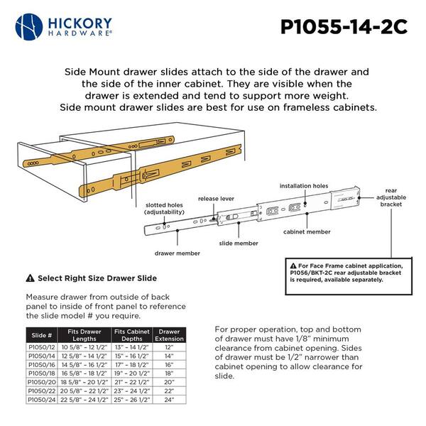 Richelieu 22-in Side Mount Drawer Slide 100-lb Load Capacity (2