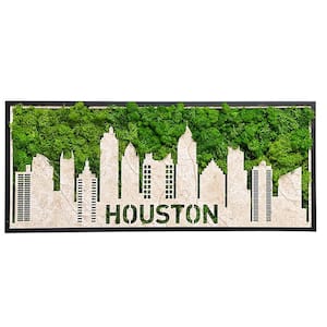 Metal Green Characteristic Wall Art Architectural Decor, Houston Moss City Silhouette for Home, or Workplace
