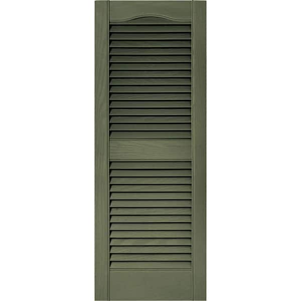 Builders Edge 15 in. x 39 in. Louvered Vinyl Exterior Shutters Pair in #282 Colonial Green