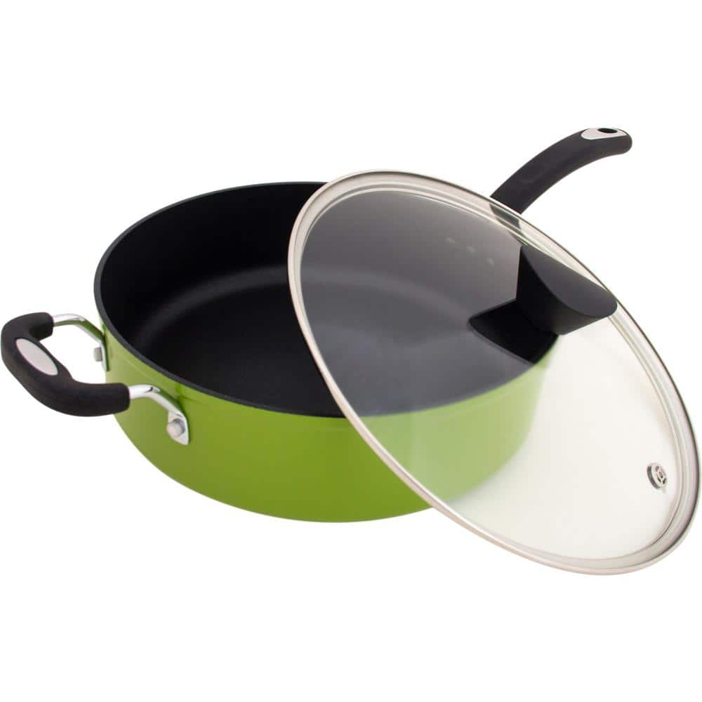 Ozeri 5.3 qt. All-In-One Green Sauce Pan -- 100% APEO, GenX, PFBS, PFOS, PFOA, NMP and NEP-Free German-Made Coating