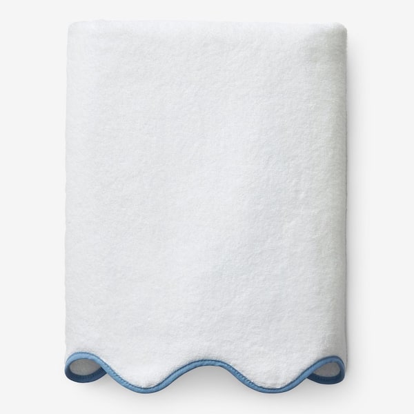 Company Cotton Scallop Light Blue Cotton Single Bath Sheet