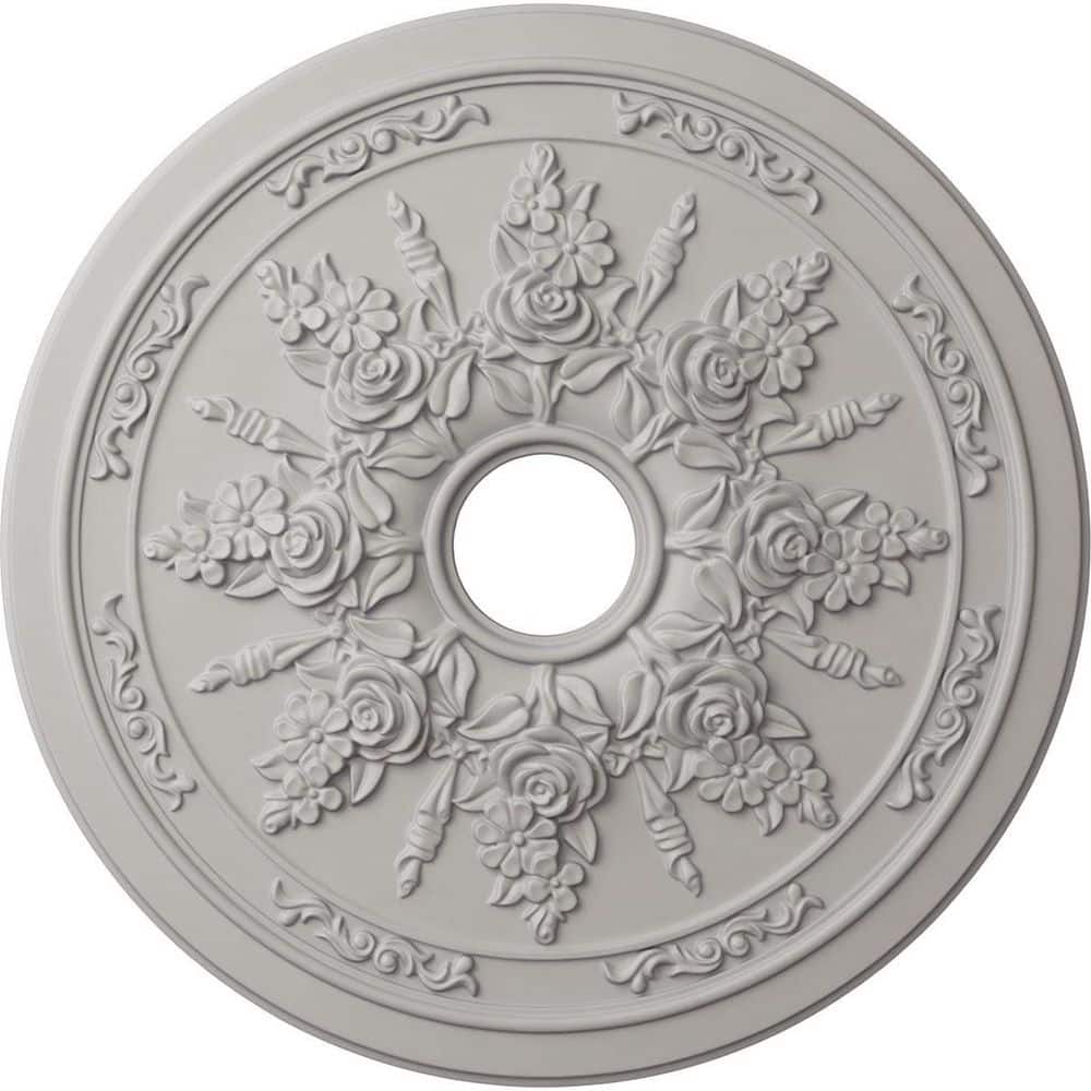 Ultra Pure White Rose and Ribbon Ceiling Medallion
