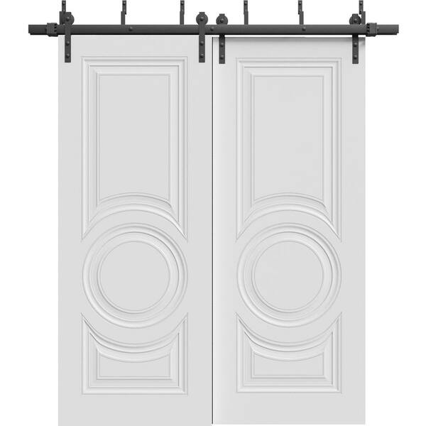 7801 56 in. x 80 in. Sold Core White Color Wood Sliding Barn Door with Hardware Kit