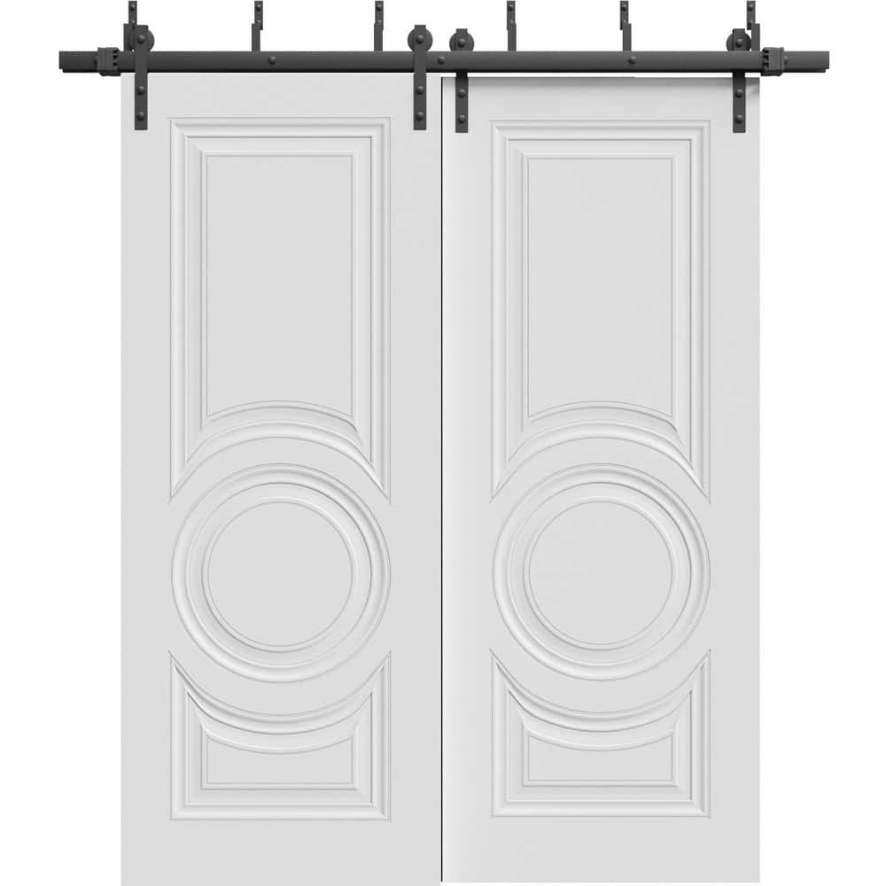 7801 84 in. x 84 in. Solid Core White Color Wood Sliding Barn Door with Hardware Kit price history on PriceWatchPro