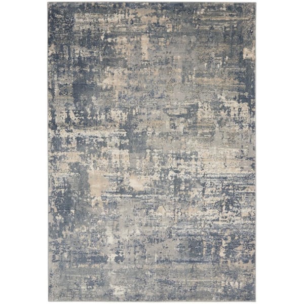 Nourison Concerto Gray/Beige 5 ft. x 7 ft. Abstract Rustic Area Rug