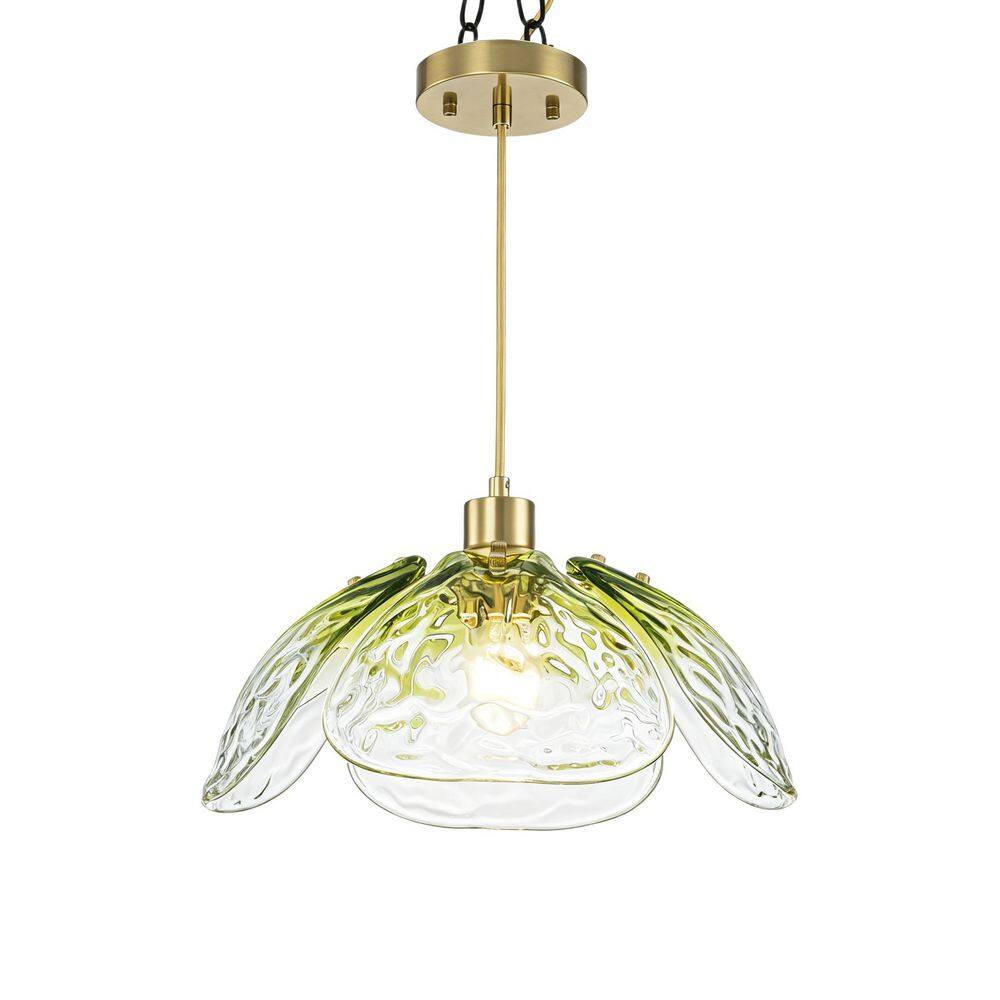 Allison 13 in. 1-Light Modern Gold Pendant Light with Gradient Green Glass Shade for Kitchen Island Dining Room price history on PriceWatchPro