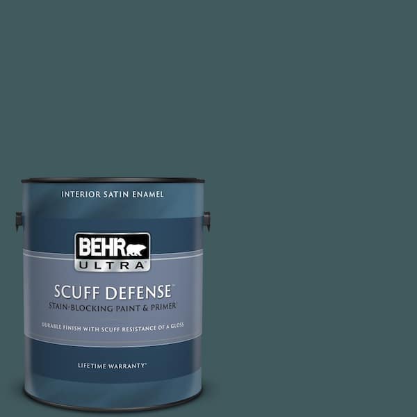 BEHR ULTRA 1 gal. #510F-7 Teal Forest Extra Durable Satin Enamel Interior Paint & Primer