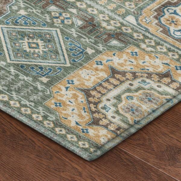 Mayfield Premium Machine Washable Abstract AMF2525 Basil 2 ft. x 3 ft. Accent Rug