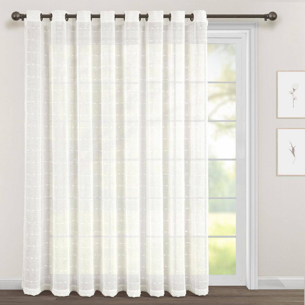 Extra Wide White Sheer Grommet Curtain Panel for Large Windows