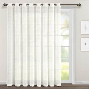Farmhouse Textured 115 in. W x 84 in. L Grommet Sheer Window Curtain Panel in White Single