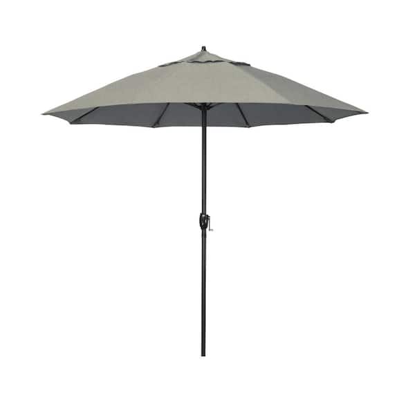 California Umbrella 7.5 ft. Black Aluminum Market Patio Umbrella Fiberglass Ribs and Auto Tilt in Spectrum Dove Sunbrella