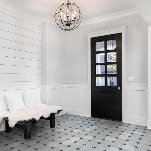 Renaissance Deco Indigo Corner 7-7/8 in. x 7-7/8 in. Porcelain Floor and Wall Tile (6.3 sq. ft./Case)