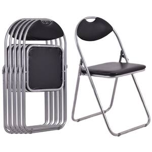 Black Metal U-Shape Folding Outdoor Dining Chair (6-Pack)