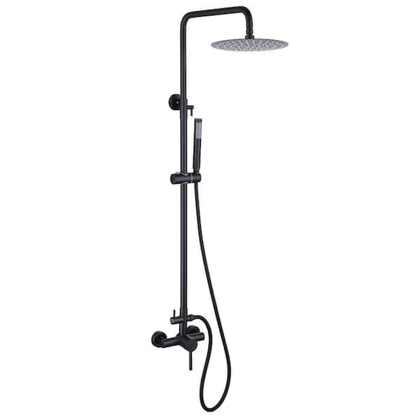 2-Spray Outdoor Wall Bar Shower Kit with 2.38 GPM Hand Shower and Rotatable Top Spray in Matte Black
