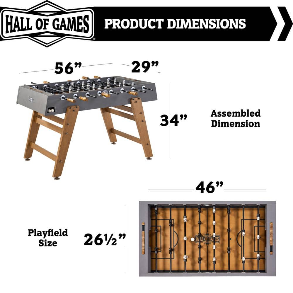 Kinwood 56" Gray and Wood Foosball Table with Chrome Rods