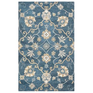 Napoli Blue/Taupe 6 ft. 6 in. x 9 ft. 6 in. Floral/Persian Area Rug