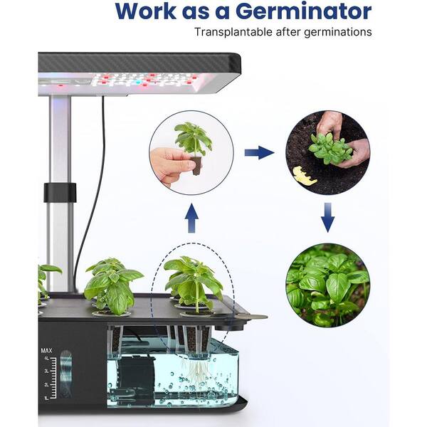 ITOPFOX 11.2 in. Black Plastic Hydroponics Growing System Bundle