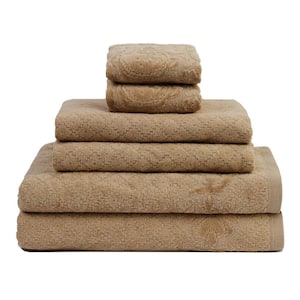 Provence 6-Piece Taupe Solid 100% Cotton Velour Bath Towel Set