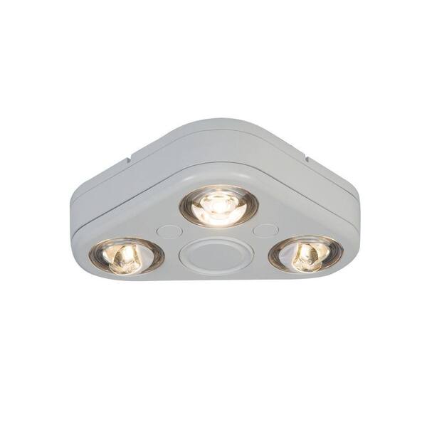 All-Pro Revolve White Outdoor Integrated LED Triple Head Security Flood Light, Switch Controlled, 5000K Daylight