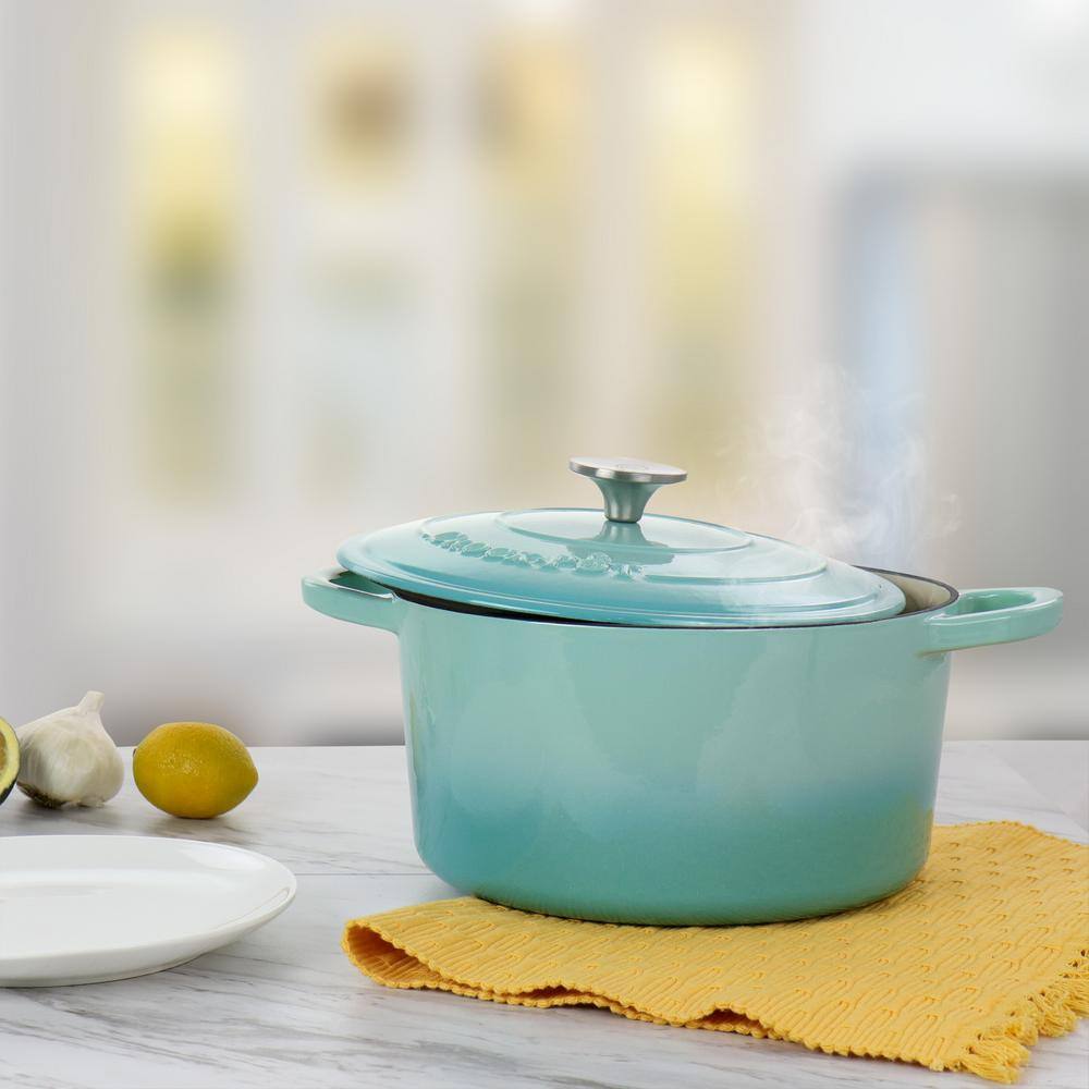Artisan 5-Quart Aqua Blue Enameled Cast Iron Dutch Oven