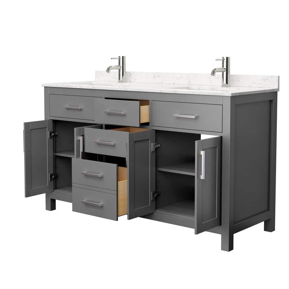 Beckett 60" Dark Gray Double Bathroom Vanity with Cultured Marble Top