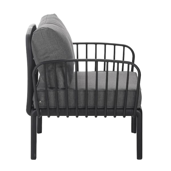 CHRISTOPHER KNIGHT HOME Modulo Outdoor Patio Upholstered Club Chair Plastic Frame Black Plus Grey