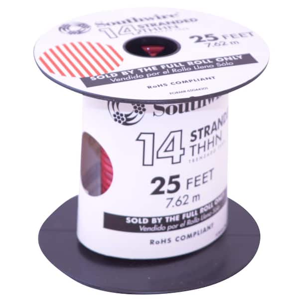Southwire 25 ft. 14 Red Stranded CU THHN Wire