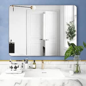 32 in. W x 24 in. H Rectangular Round Corner Aluminum Metal Framed Wall Mounted Bathroom Vanity Mirror in Black
