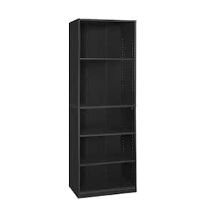 JAYA 5-Shelf Black Open Bookcase