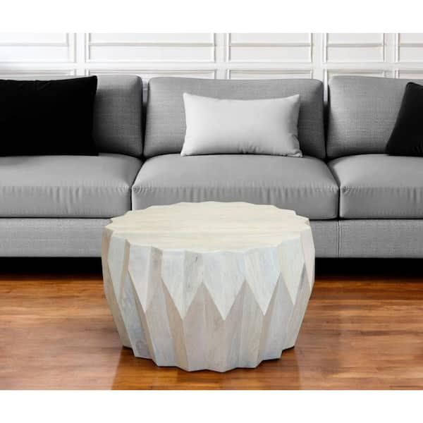 32.00 in. White Round Solid Wood Coffee Table