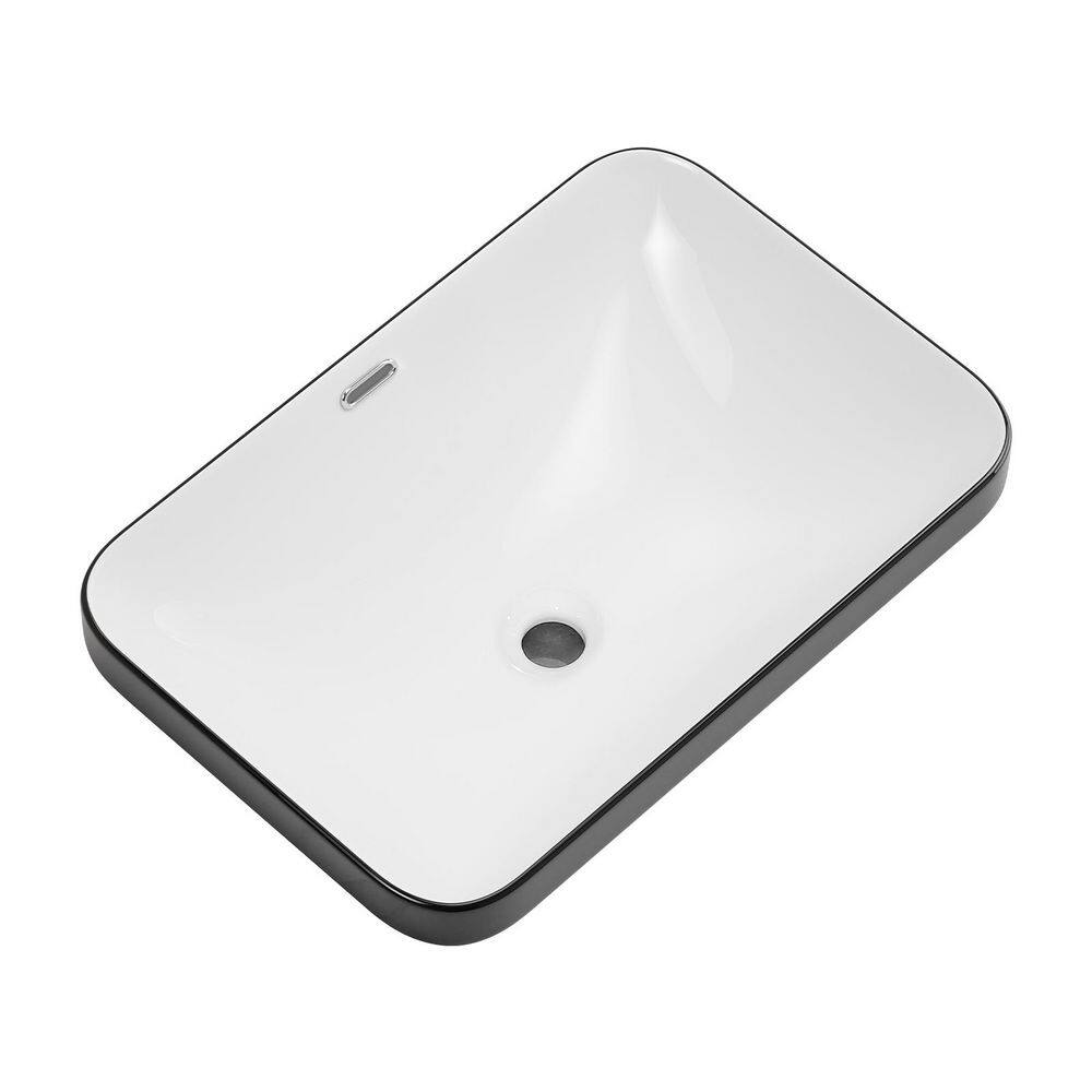 22.05 in. Undermount Rectangular Bathroom Sink with Overflow Drain in Black Ceramic price history on PriceWatchPro