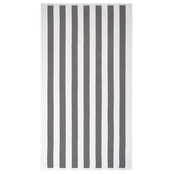 American Soft Linen Beach Towel, 100% Cotton Cabana Striped Beach Towel, 30 in by 60 in Soft Absorbent Beach Pool Towel, Rockridge Gray