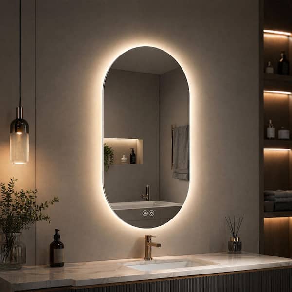 Ximuprmy 30 in. W x 48 in. H Small Oval Framed LED Touch Screen