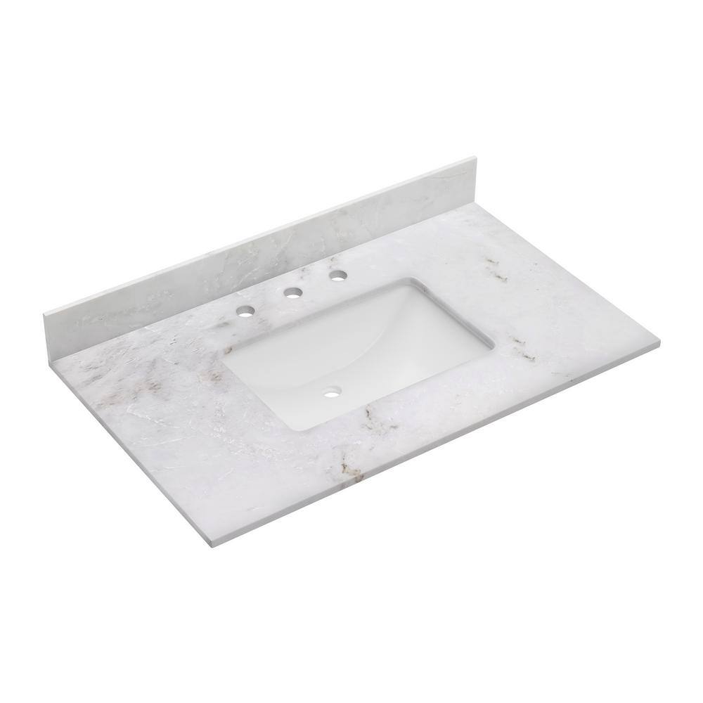 Carlsber 37" White Marble Undermount Single Sink Vanity Top