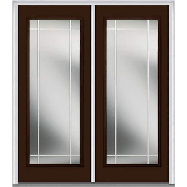 MMI Door 60 in. x 80 in. Prairie Internal Muntins Right-Hand Inswing Full Lite Clear Glass Painted Steel Prehung Front Door