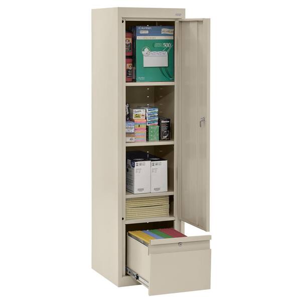 Sandusky System Series 17 in. W x 64 in. H x 18 in. D Putty Single Door Storage Cabinet with File Drawer