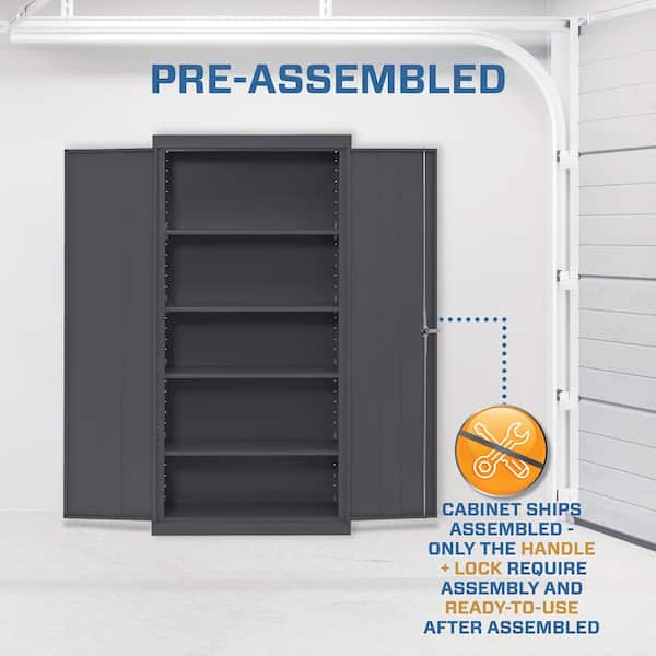 Classic Series 36 in. W x 72 in. H x 18 in. D 24-Gauge 5-Shelf Steel Freestanding Garage Storage Cabinet in Charcoal