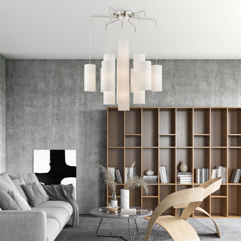 Strathmore Contemporary 15-Light Tiered Chandelier in Brushed Nickel